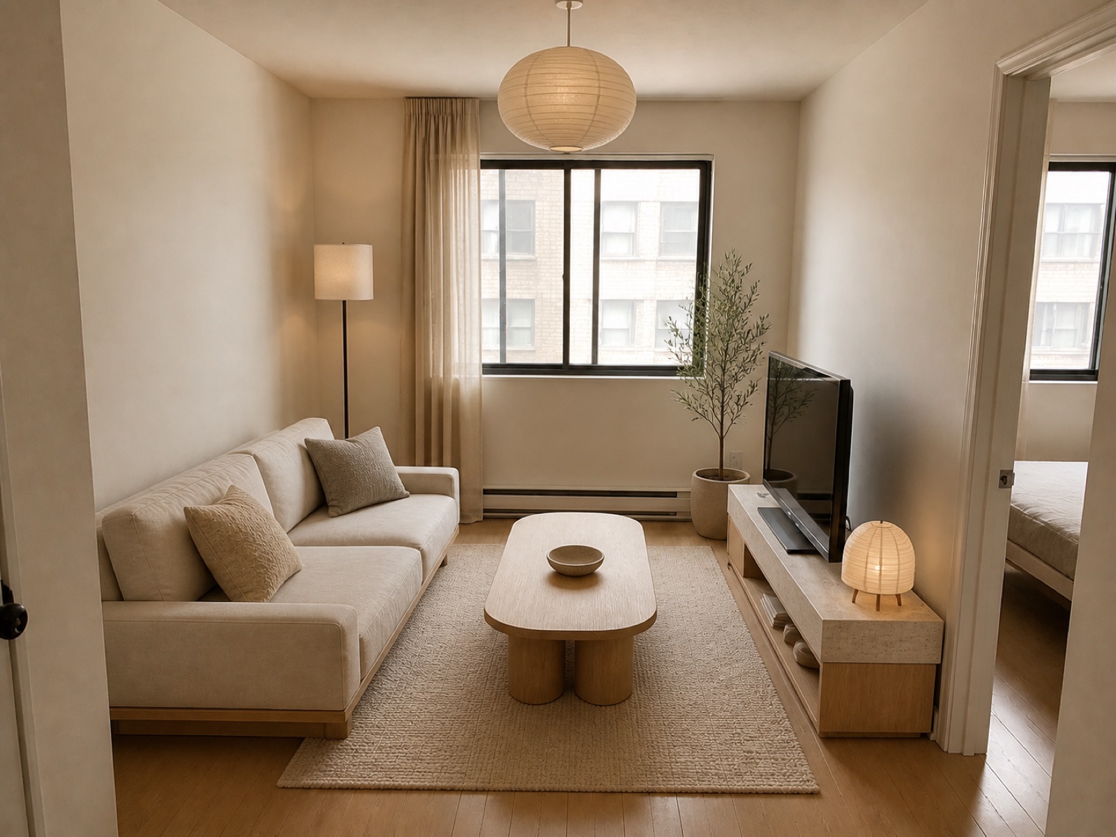 A warm minimal living room designed with BetterRoom